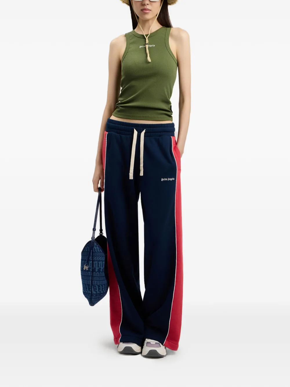 Palm Angels Geribbelde tanktop met logo Groen