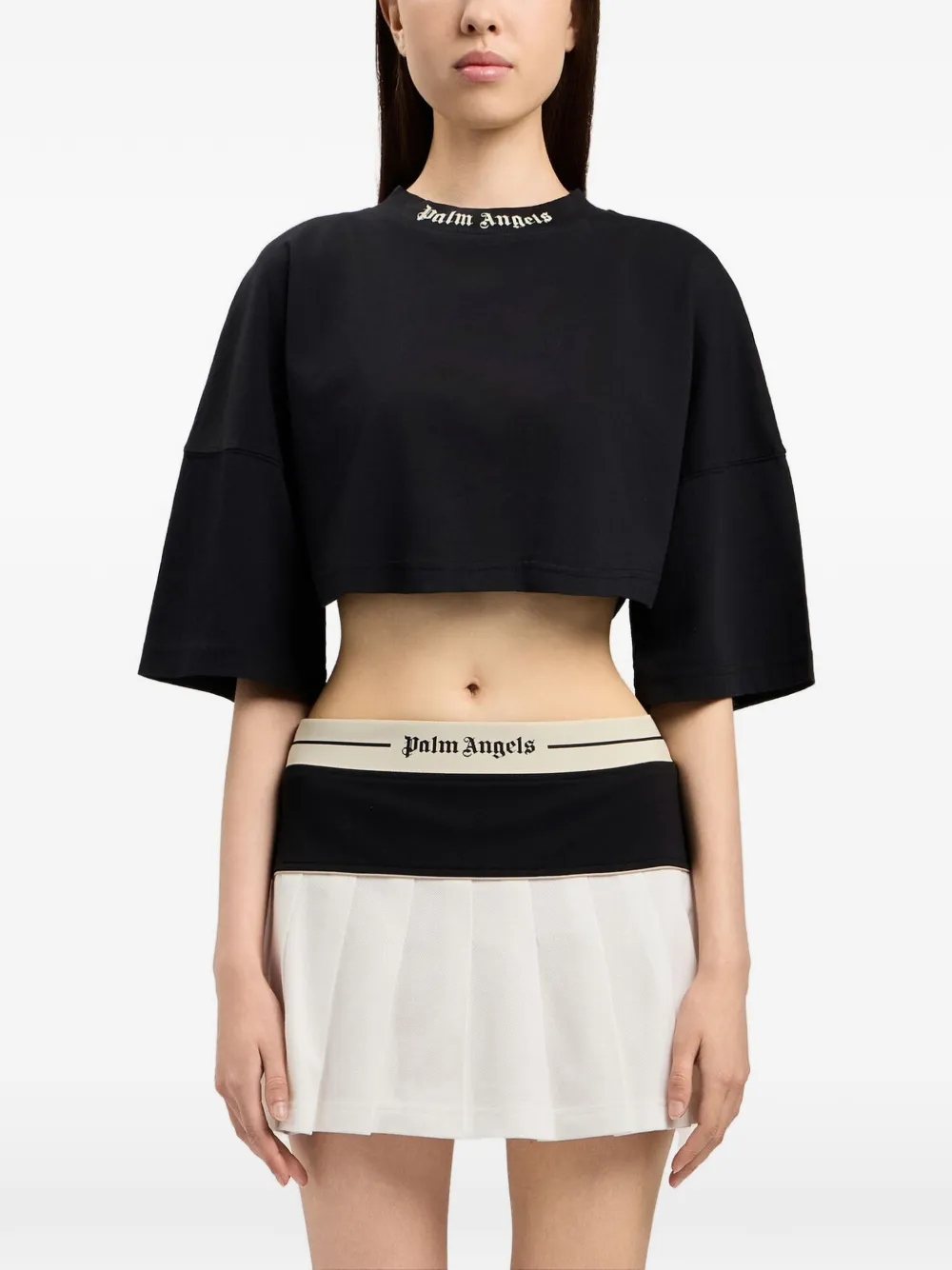 Palm Angels Cropped T-shirt Zwart