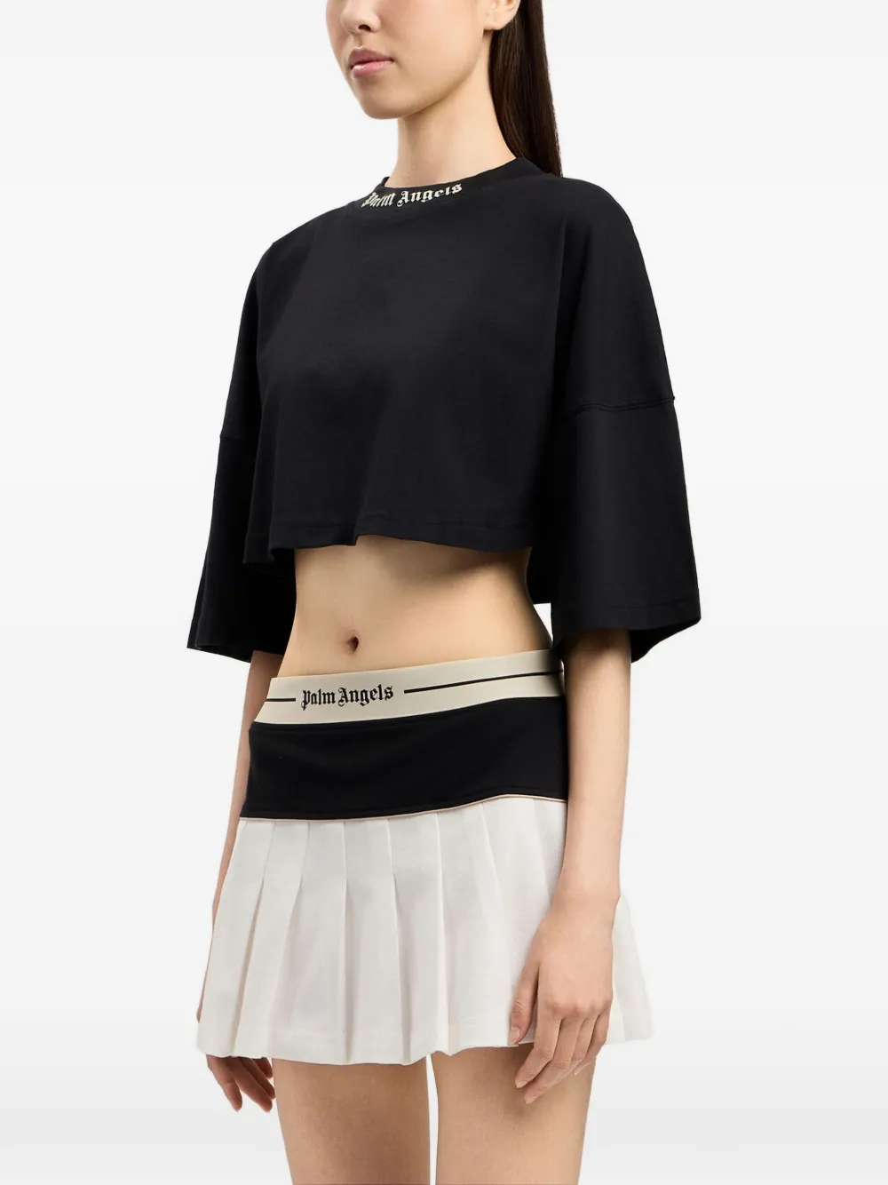 Palm Angels Cropped T-shirt Zwart