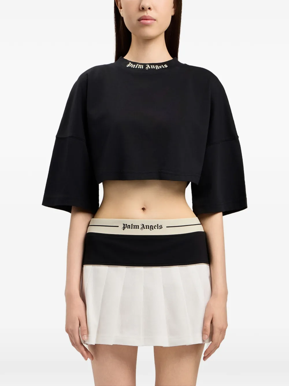 Palm Angels Cropped T-shirt Zwart