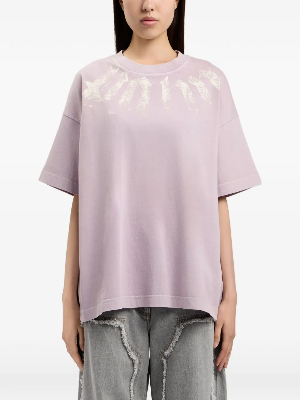 Palm Angels Ruimvallend T-shirt met logo Paars