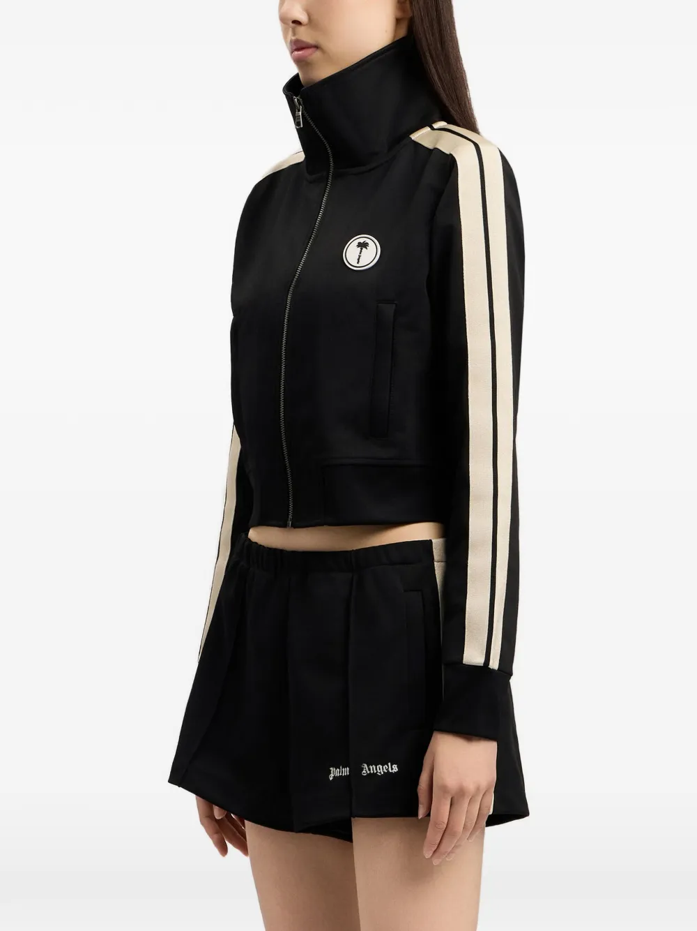 Palm Angels Sweater met mouwbandjes en logo Zwart