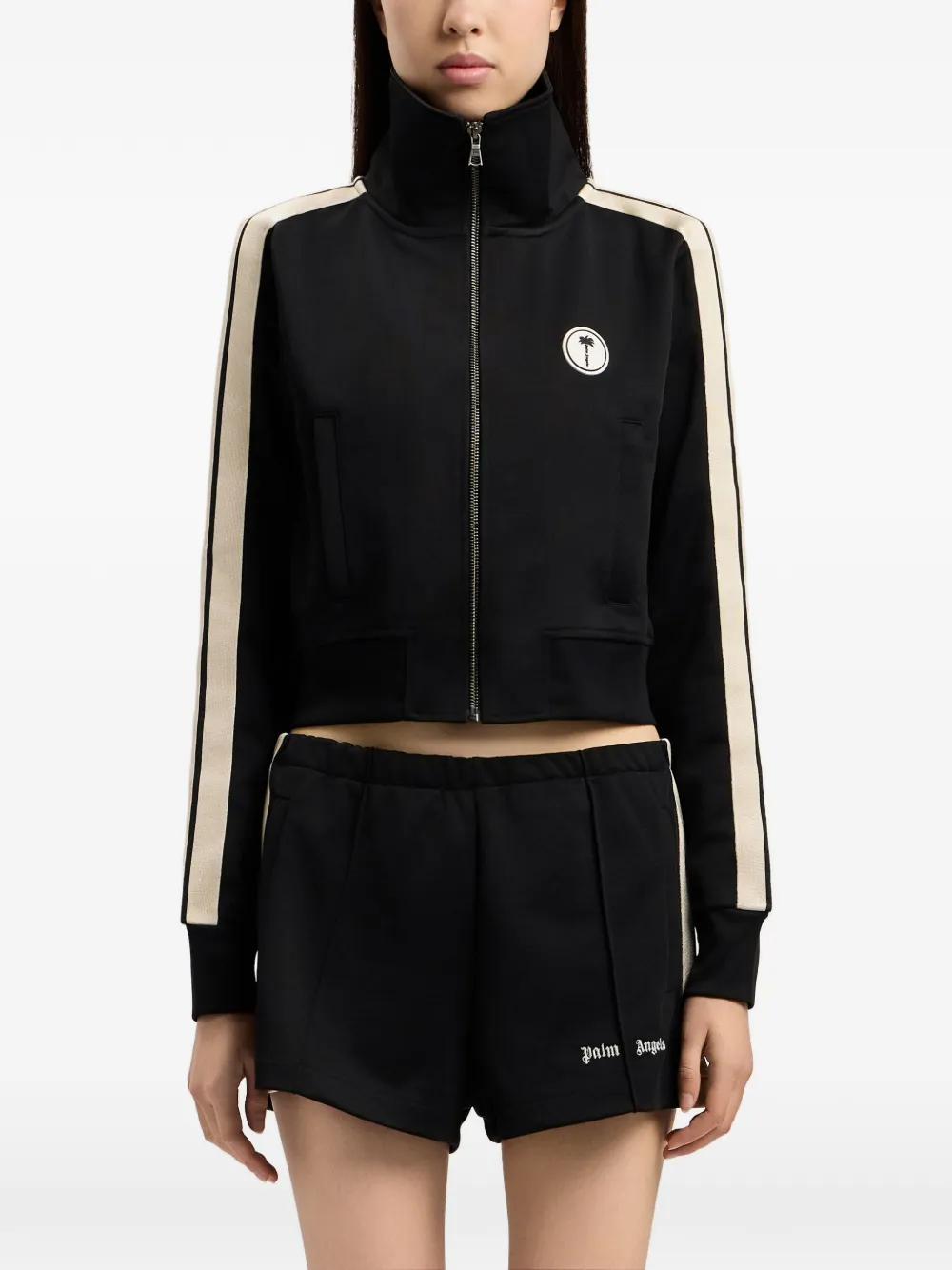 Palm Angels Sweater met mouwbandjes en logo Zwart