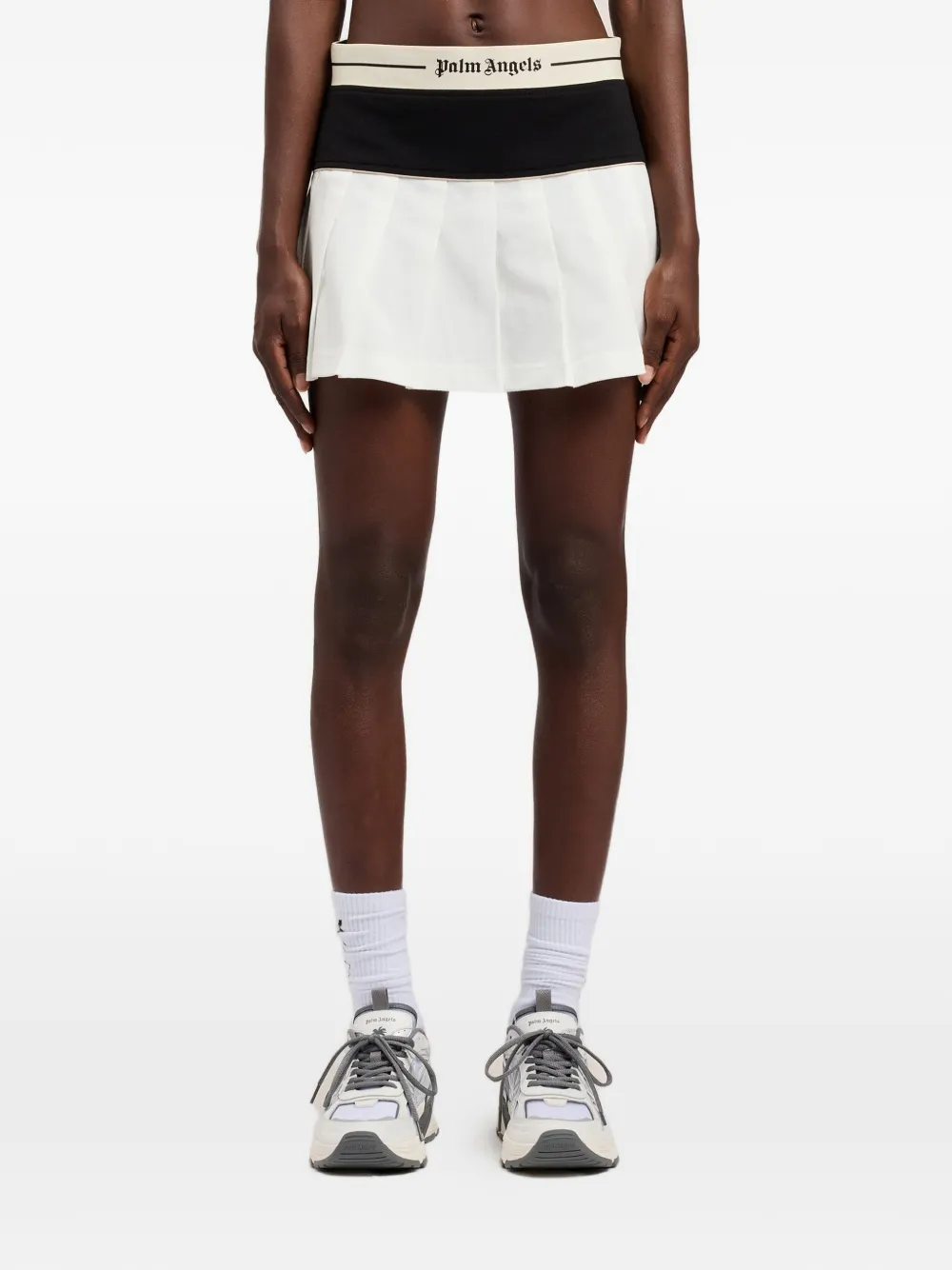 Palm Angels Mini-rok met logoprint en plooien Wit