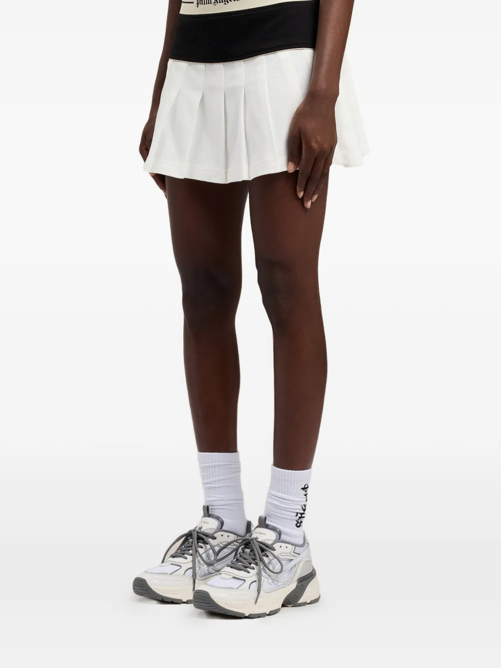 Palm Angels Mini-rok met logoprint en plooien Wit