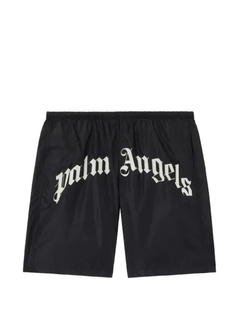 Palm Angels curved printed-logo swim shorts
