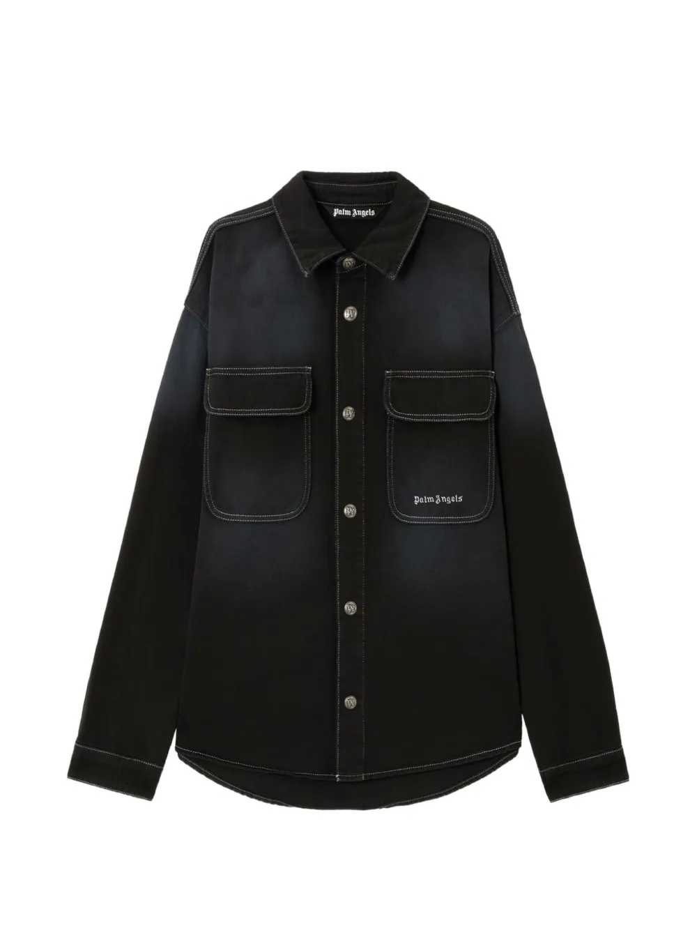 Palm Angels Camicia denim con logo - Nero