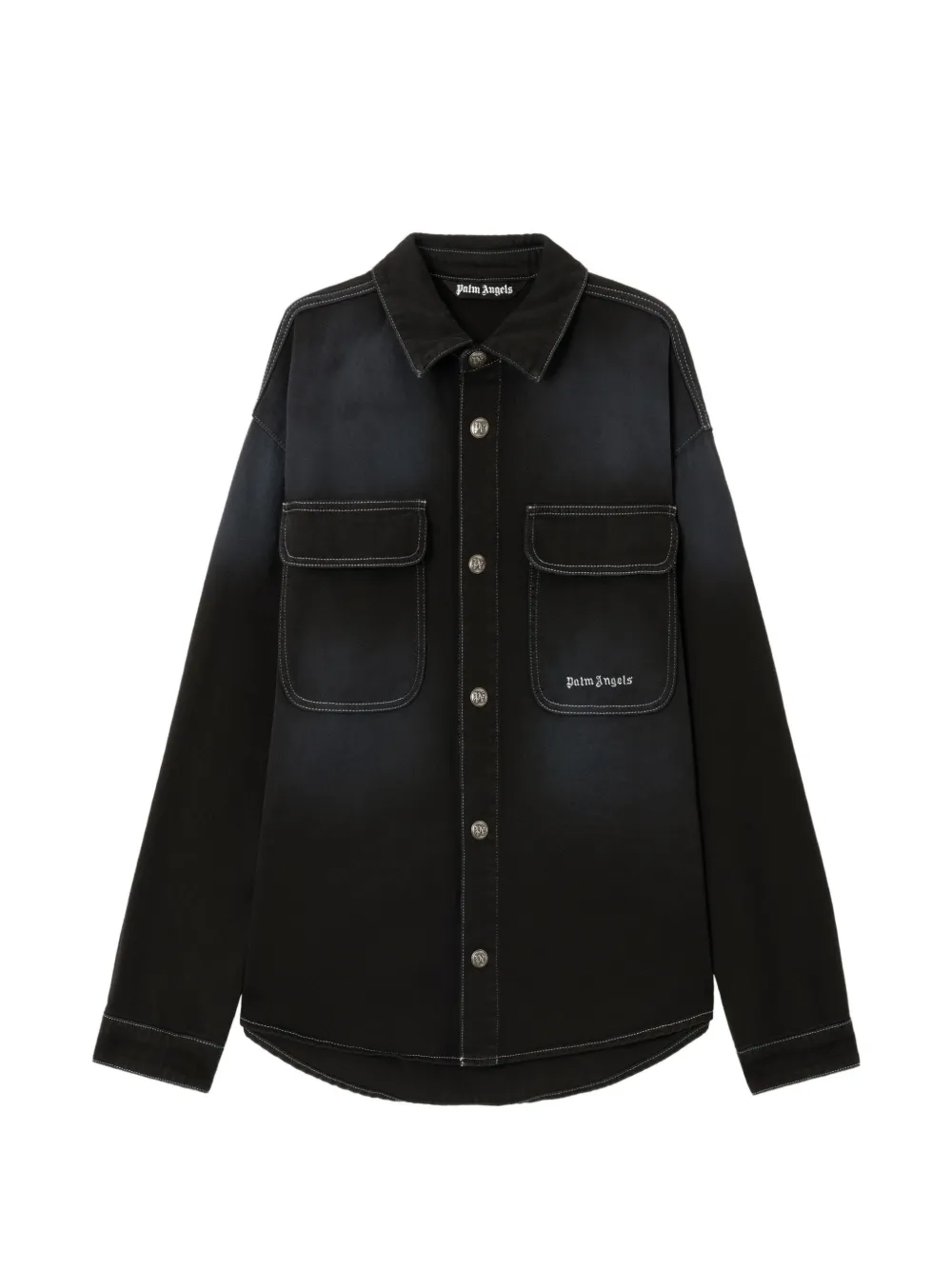 Palm Angels Camicia denim con logo - Nero