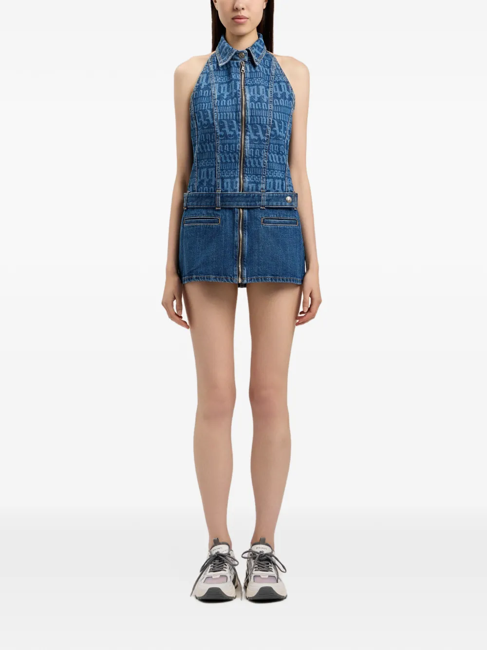 Palm Angels Spijkerjurk met logo Blauw