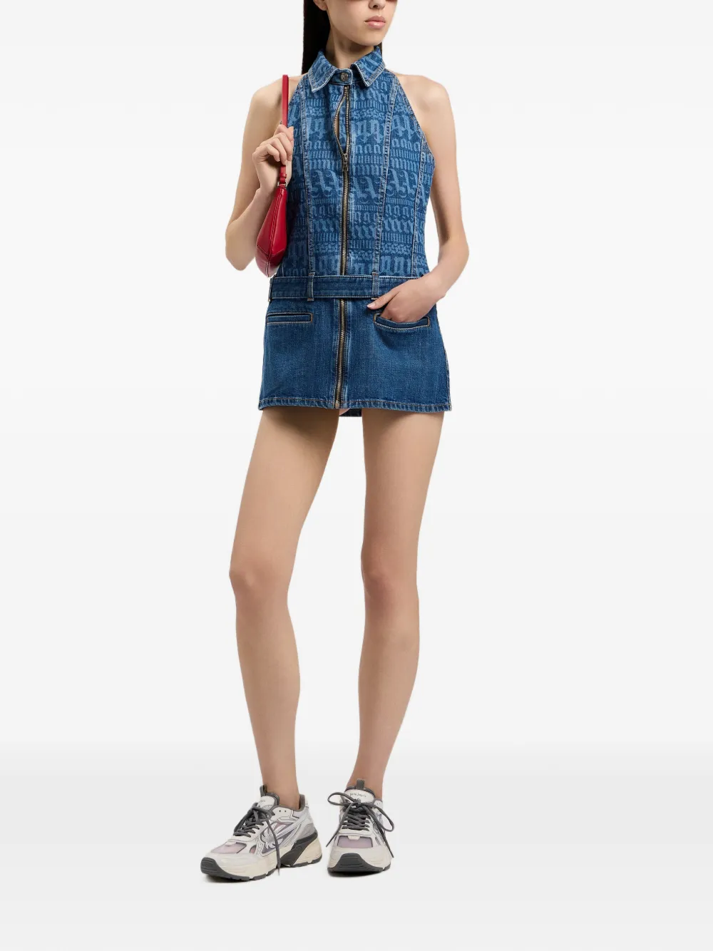Palm Angels Spijkerjurk met logo Blauw