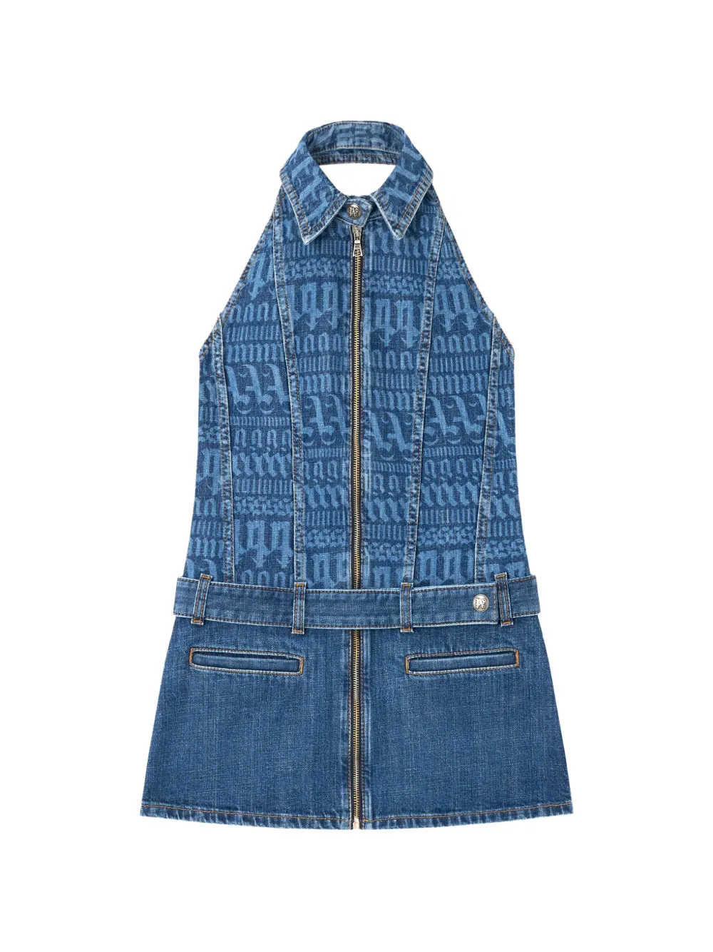 Palm Angels Spijkerjurk met logo Blauw