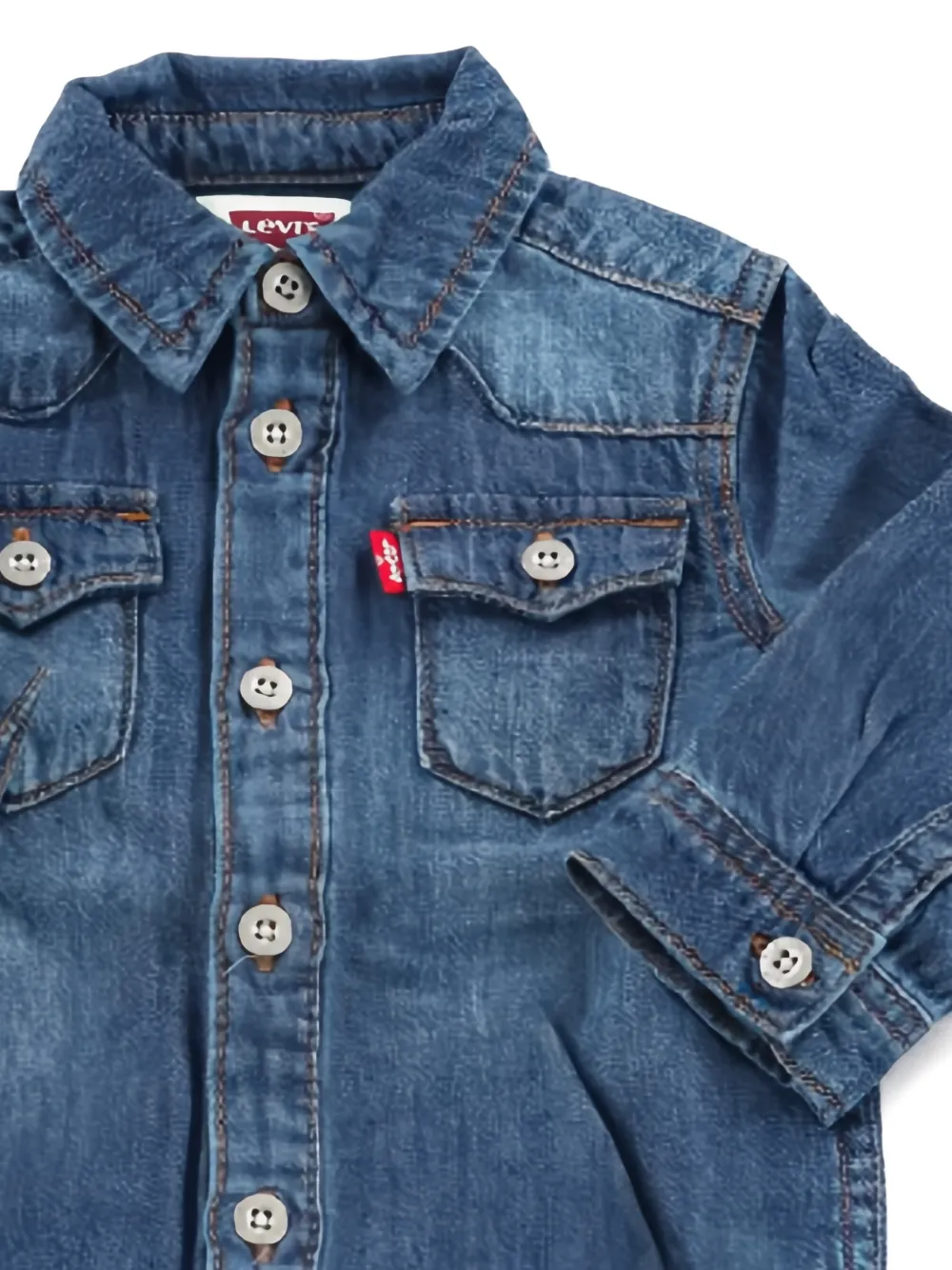  Levi's Kids Buttoned Chest-pocket Denim Shirt - Blue 