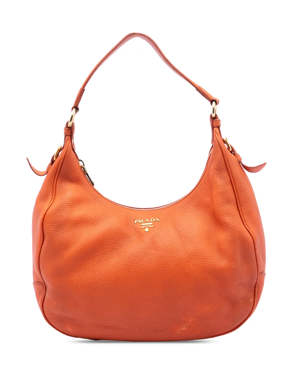 Prada Pre-Owned 2010-2026 Vitello Daino Zip Top Hobo shoulder bag - Orange