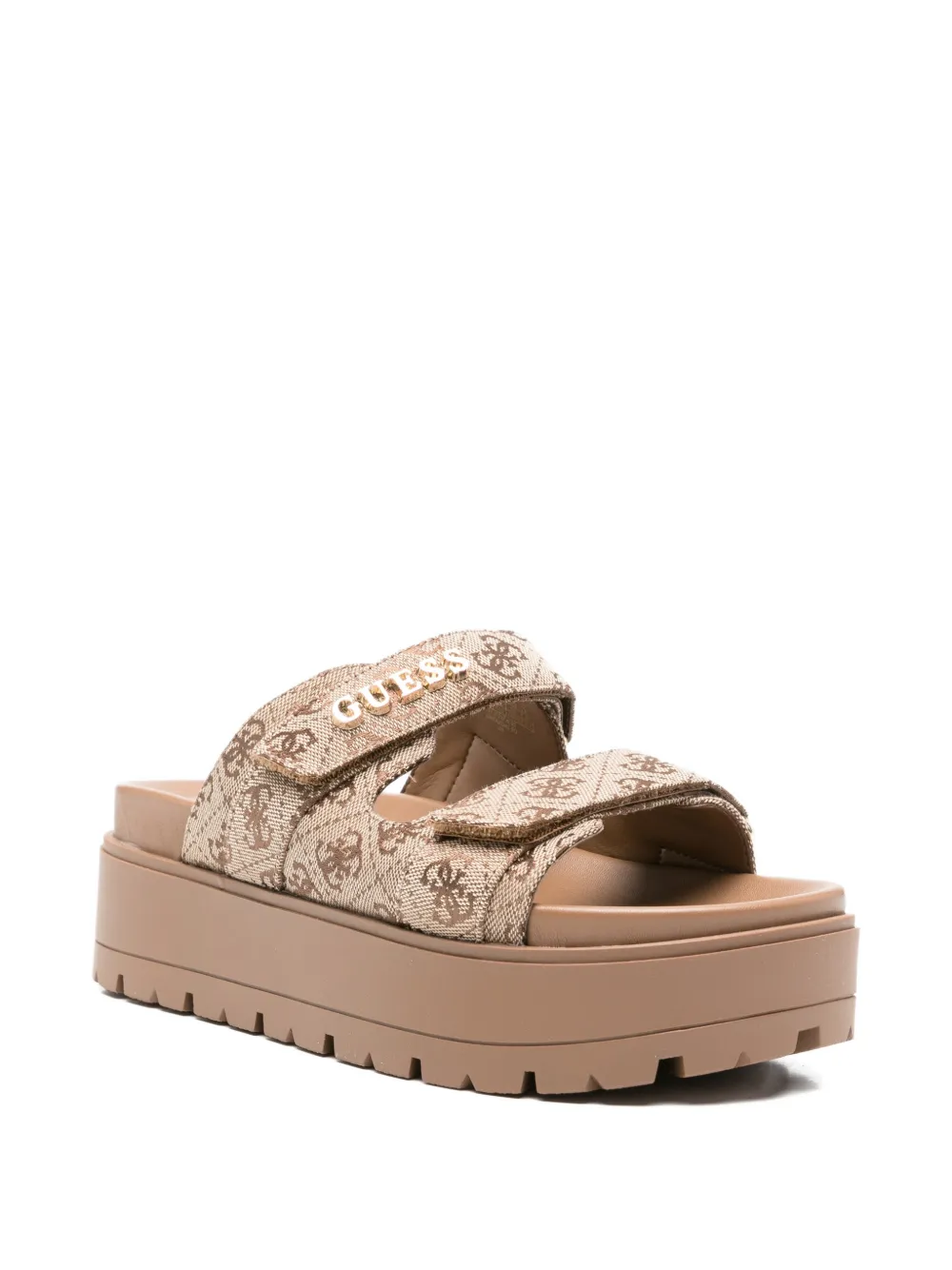 GUESS USA Sandalen met plateauzool en logo Beige