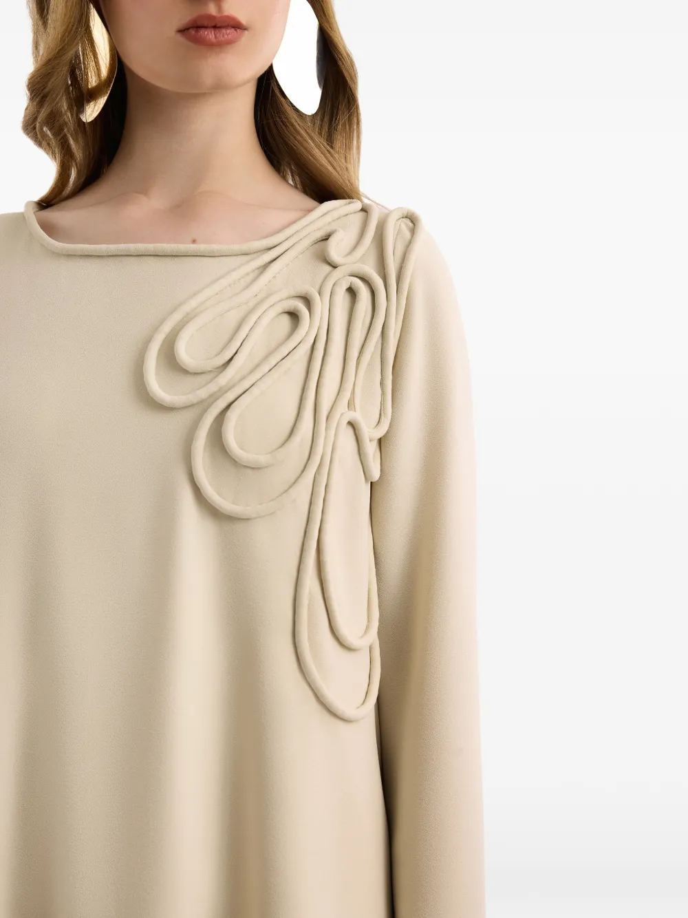 Gemy Maalouf A-lijn maxi-jurk met lange mouwen Beige