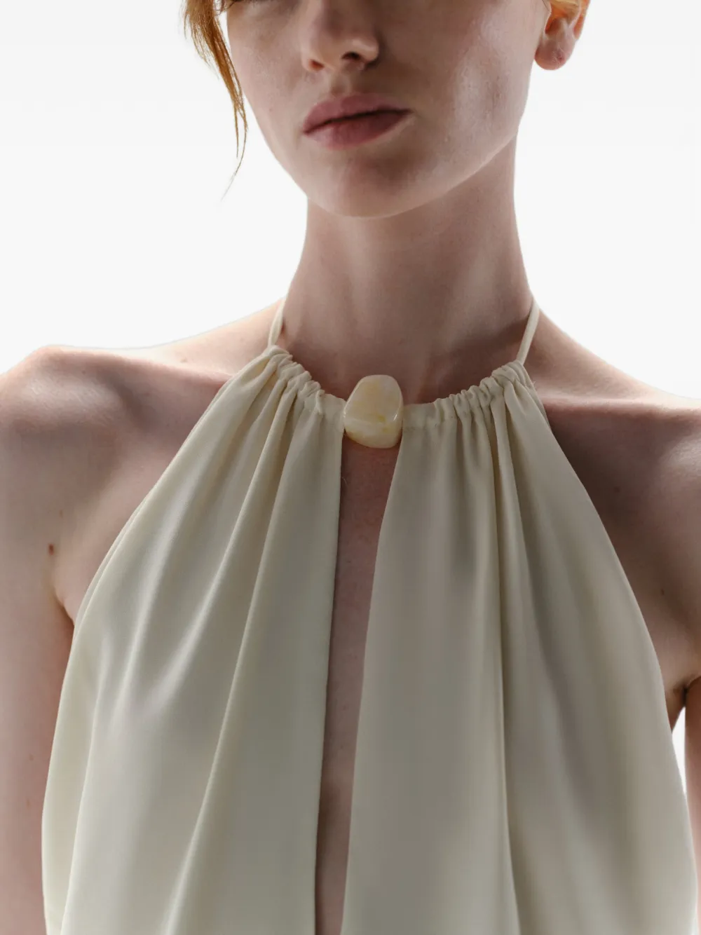 Baobab Rondine midi-jurk met halternek Beige