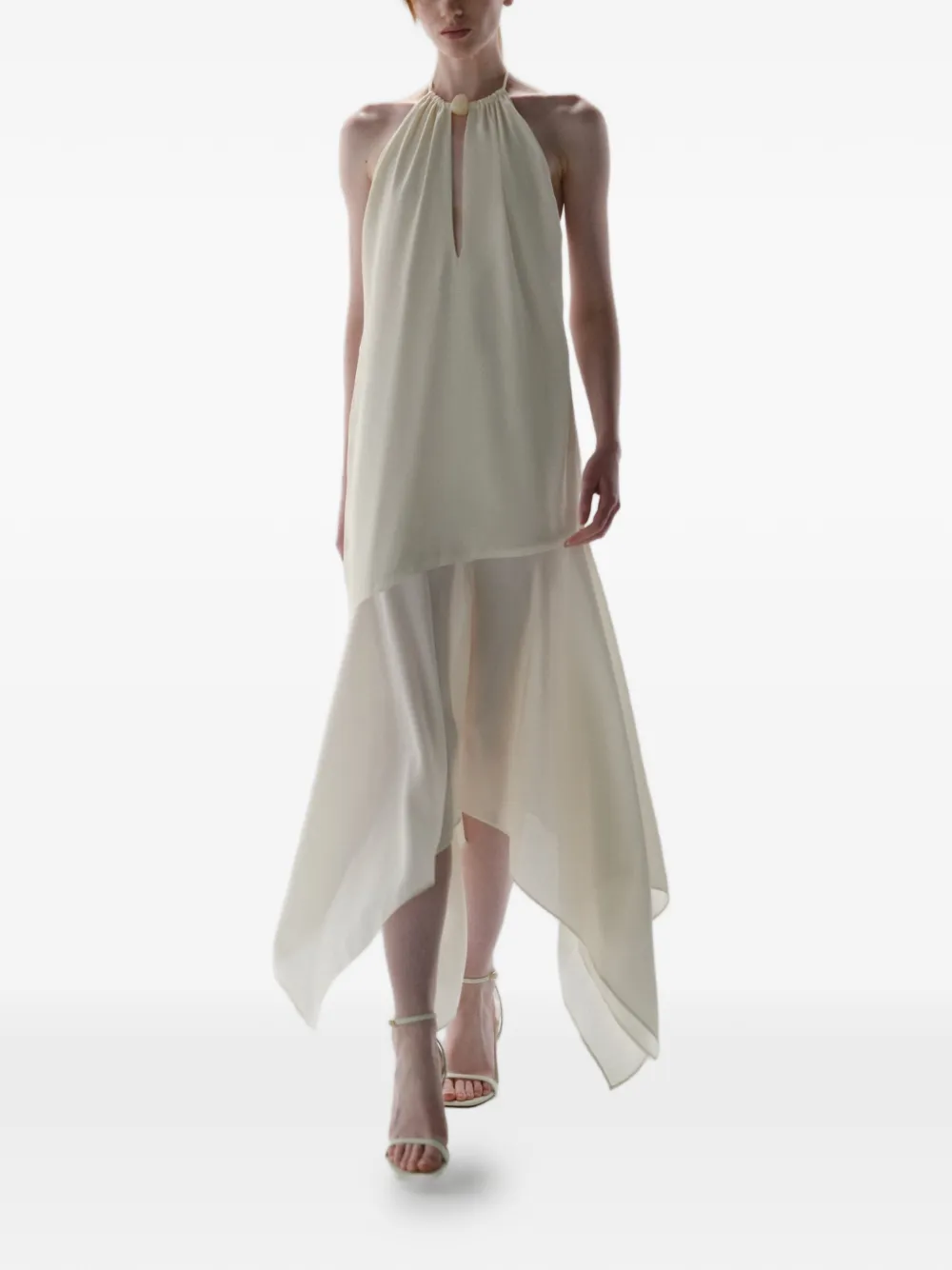 Baobab Rondine midi-jurk met halternek Beige