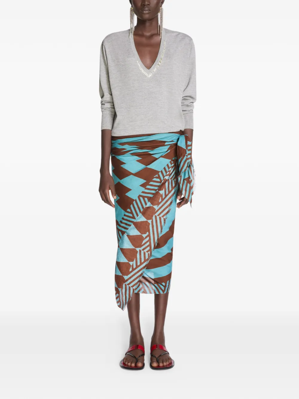  Dries Van Noten Geometric-print Pareo - Blue 