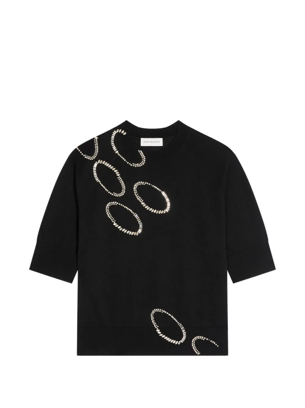 DRIES VAN NOTEN Top in maglia con decorazione - Nero