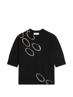 DRIES VAN NOTEN Embellished short-sleeve Top | Red | FARFETCH