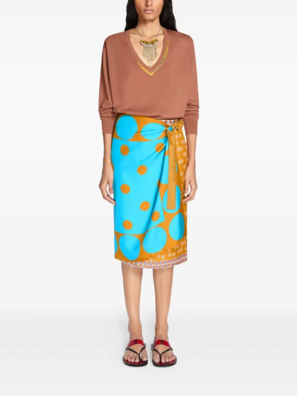 DRIES VAN NOTEN Vネック ニットトップ | ブラウン | FARFETCH JP