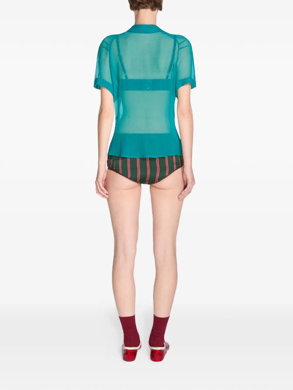 DRIES VAN NOTEN Gestreepte mini-shorts Groen