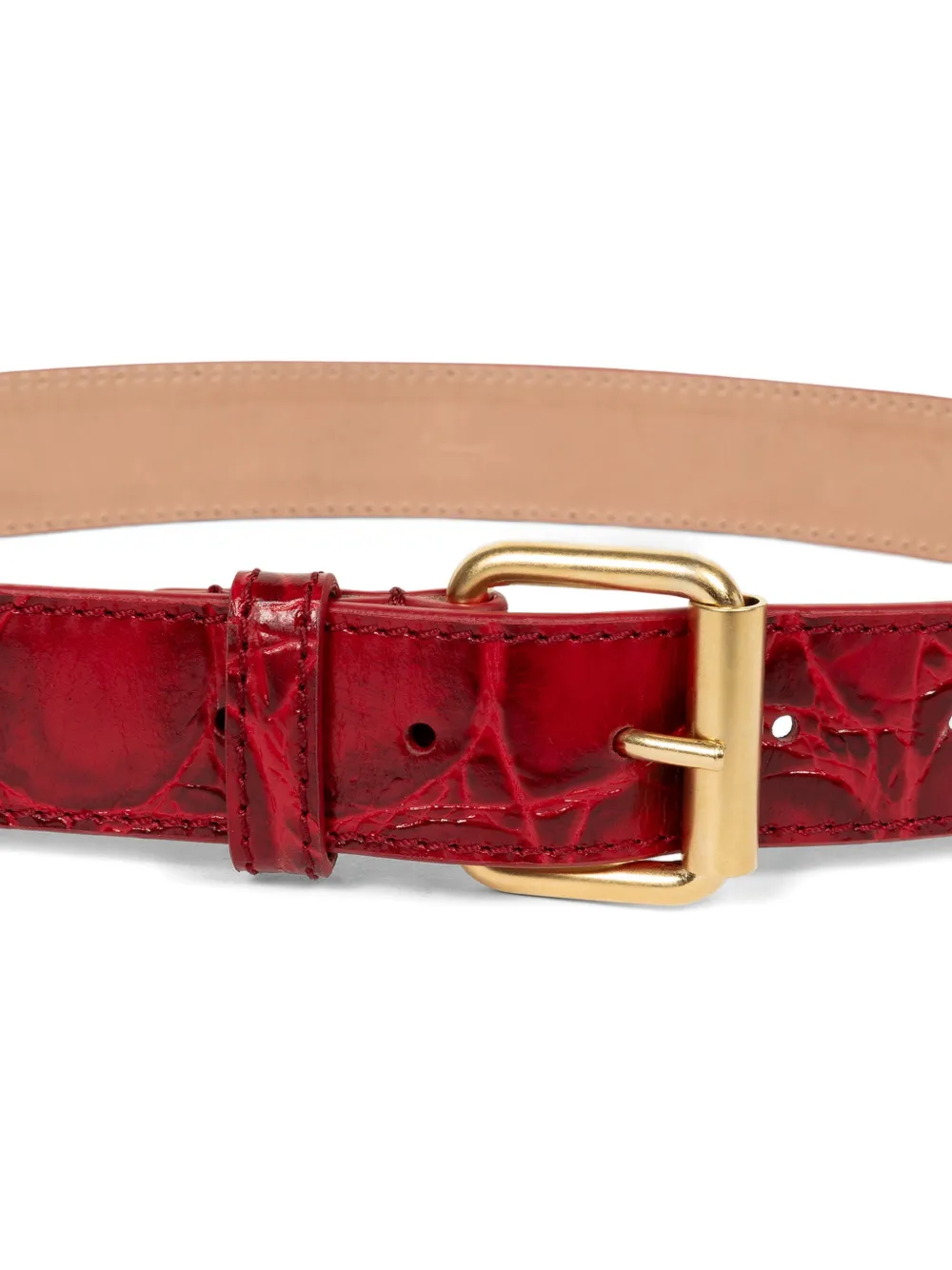  Dries Van Noten Crocodile-effect Buckle Belt - Red 