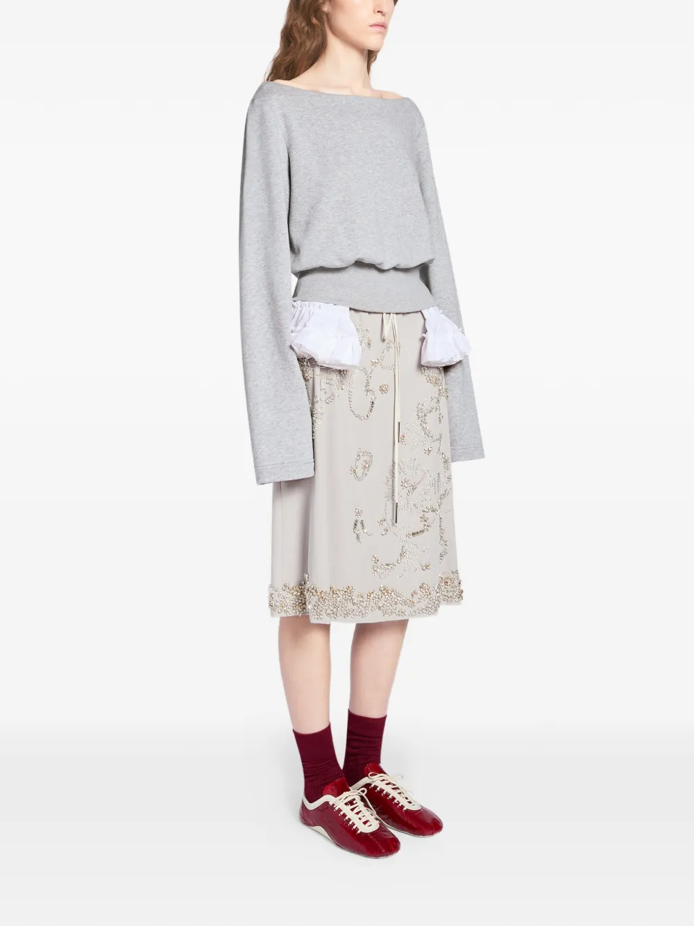 boat-neck long-sleeved top
