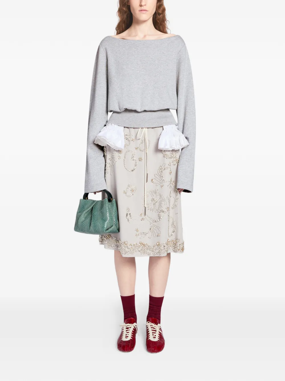 boat-neck long-sleeved top