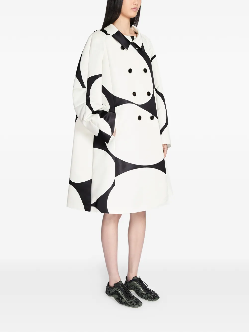  Dries Van Noten Double-breasted Printed Coat - Black 
