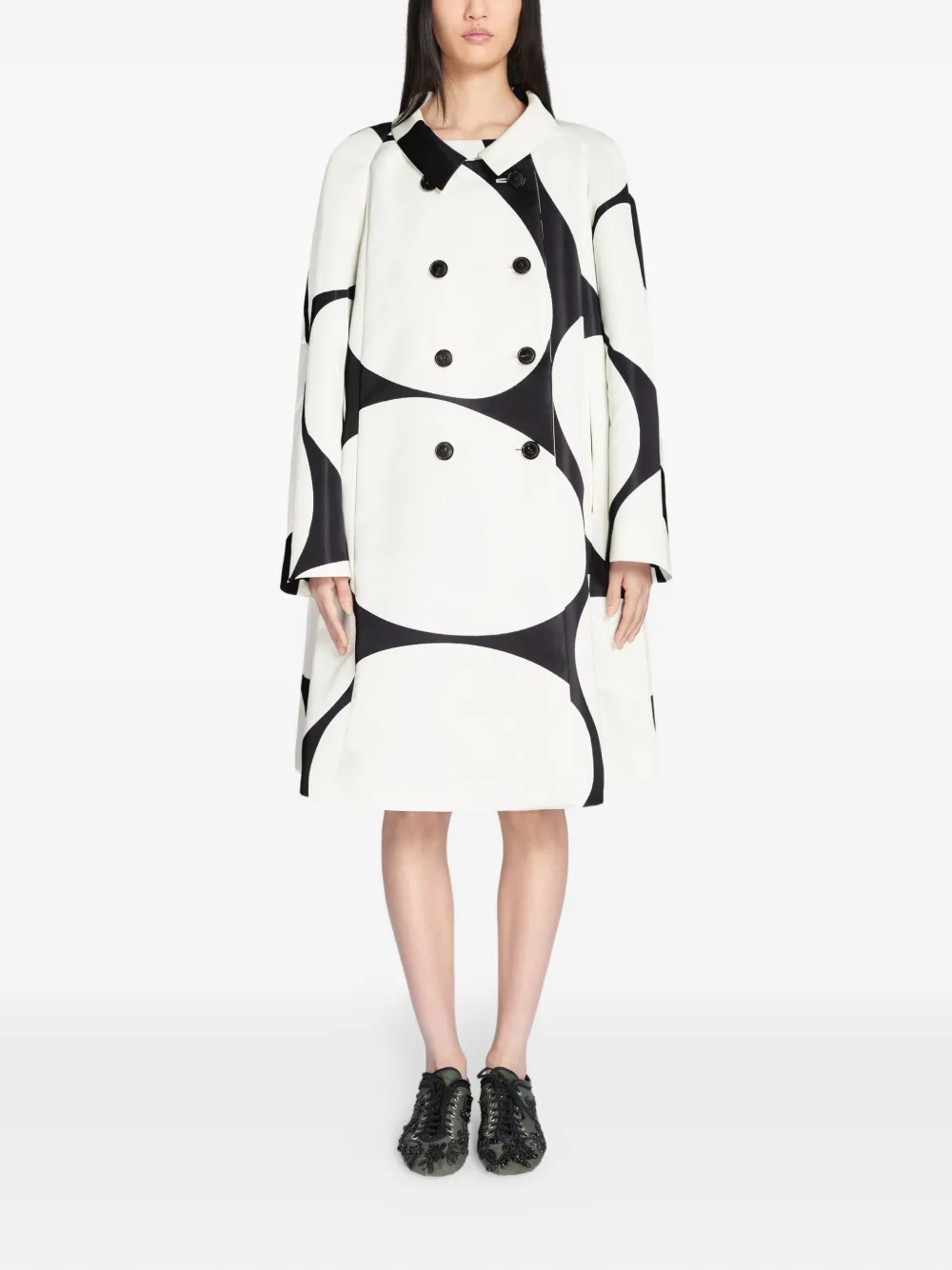  Dries Van Noten Double-breasted Printed Coat - Black 