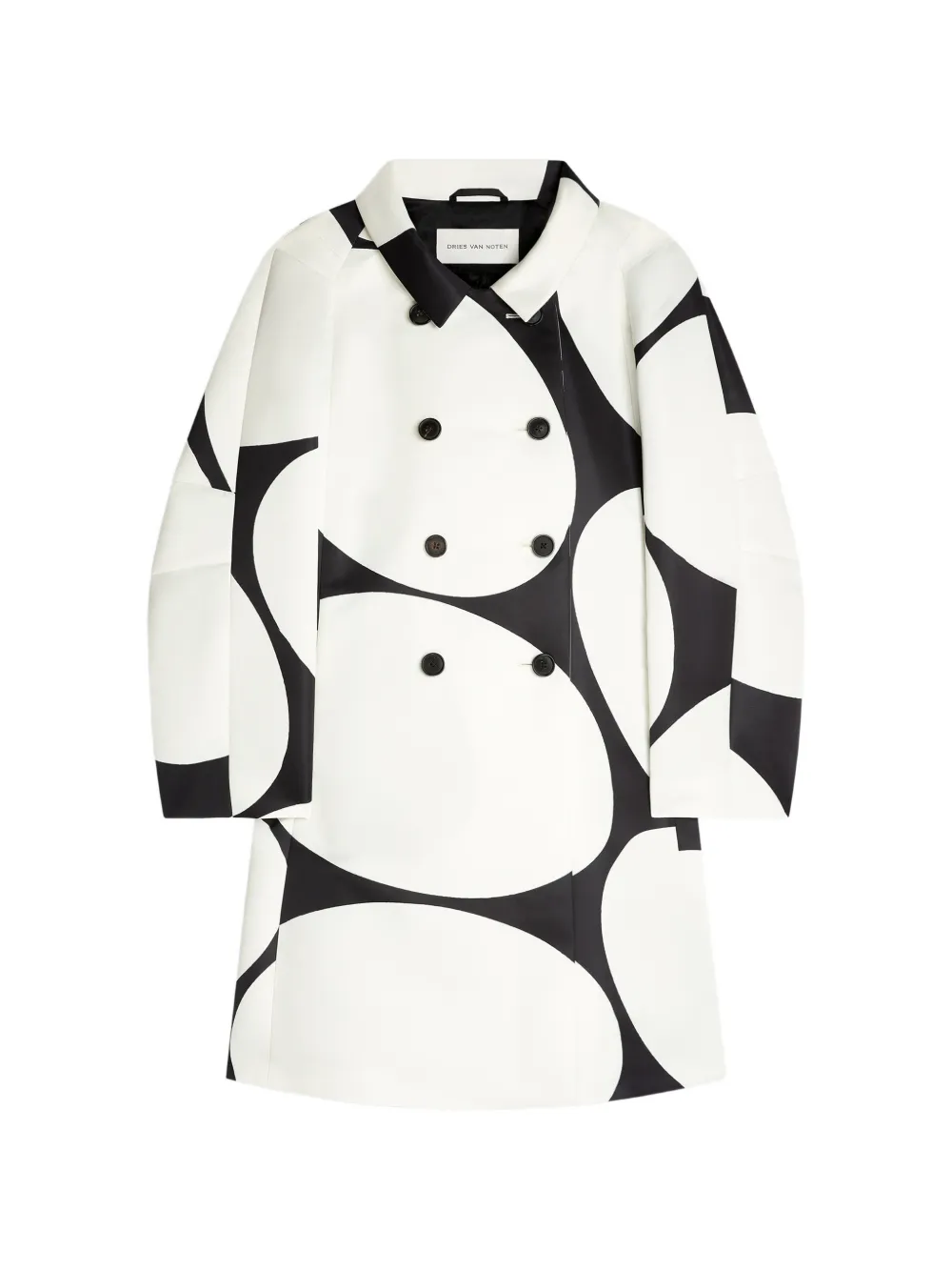 DRIES VAN NOTEN double-breasted printed coat - Nero
