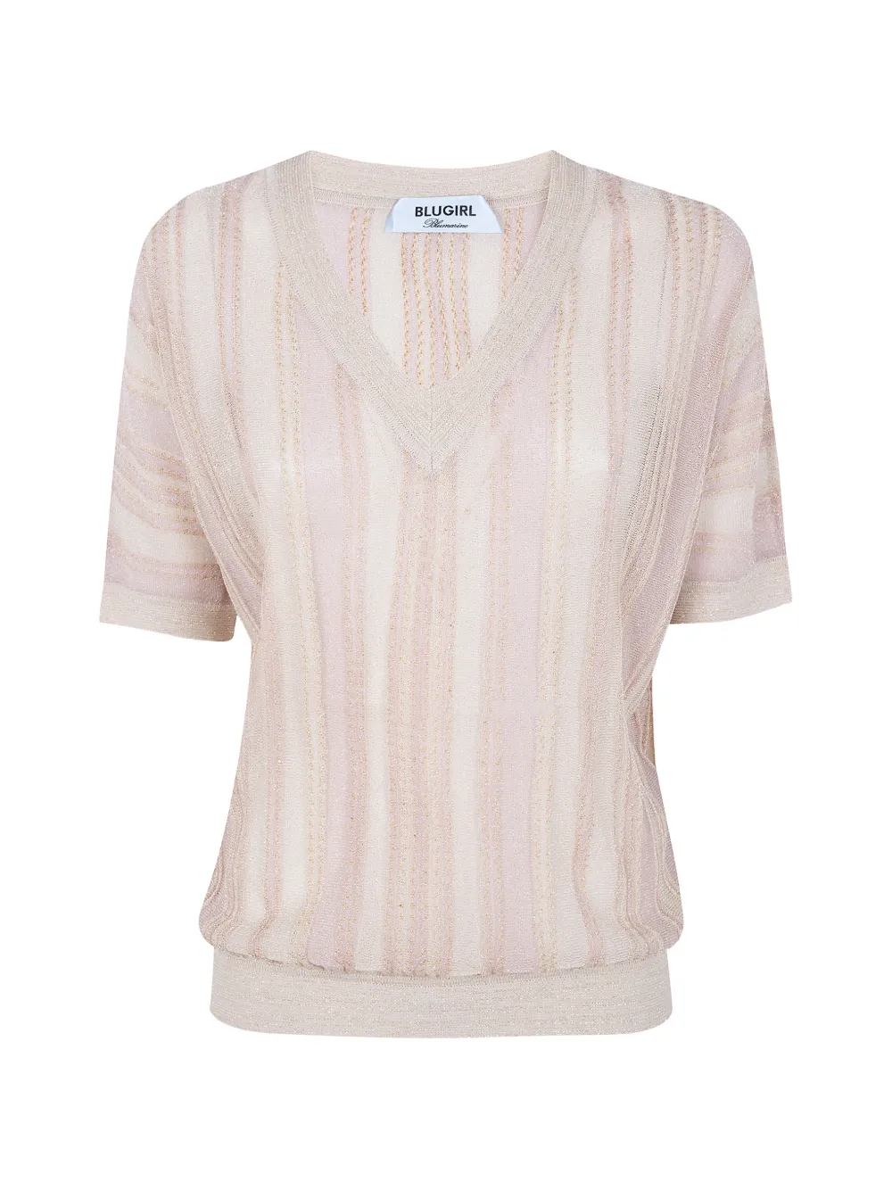 Blugirl striped V-neck sweater - Nude
