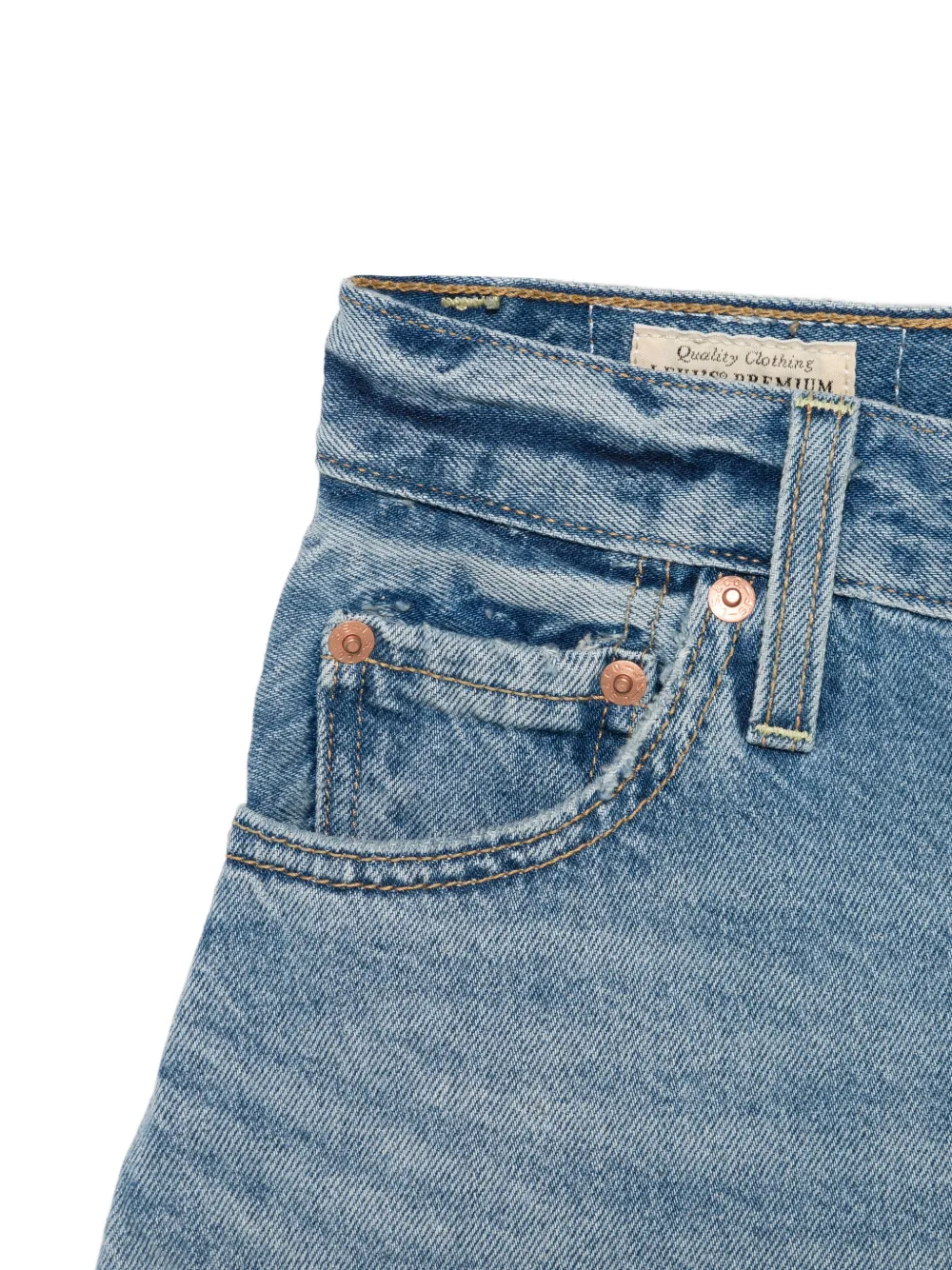 Levi's Gerafelde shorts Blauw