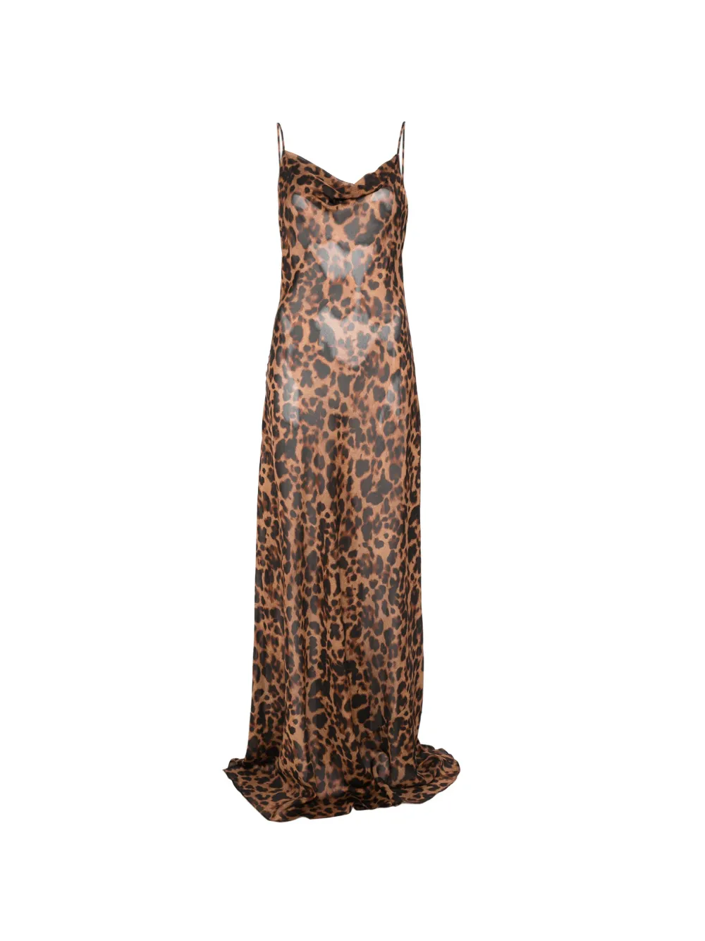 L'Agence Christine cowl-neck leopard-print maxi dress - Marrone
