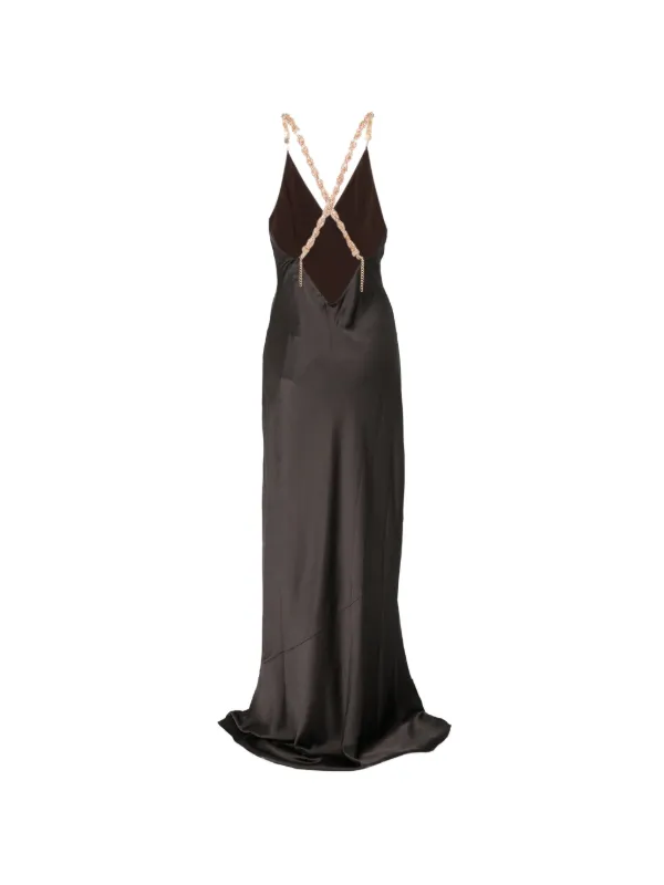 L'agence Saint Chain-strap V-neck Gown - Brown