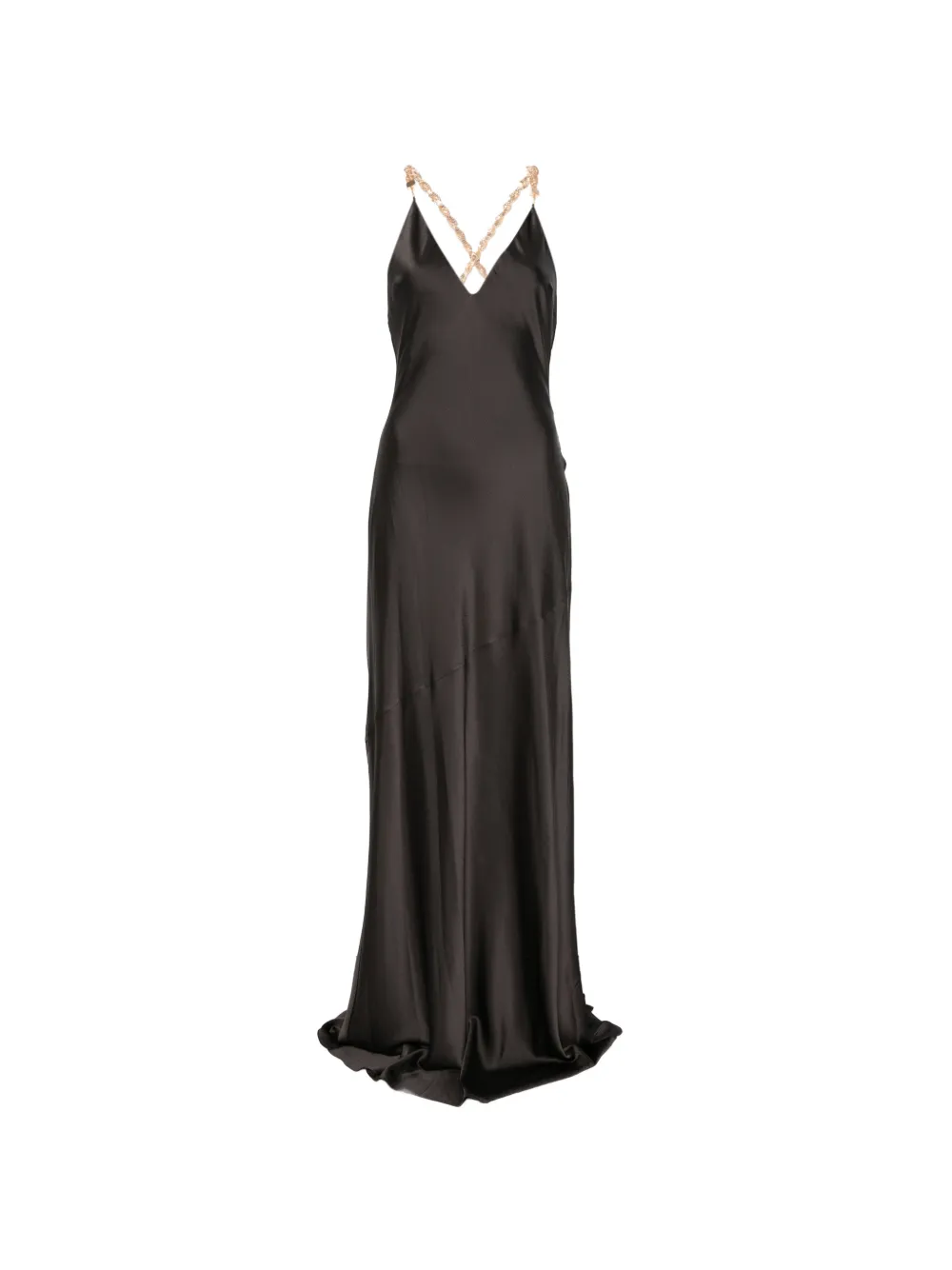L'Agence Saint chain-strap V-neck gown - Marrone