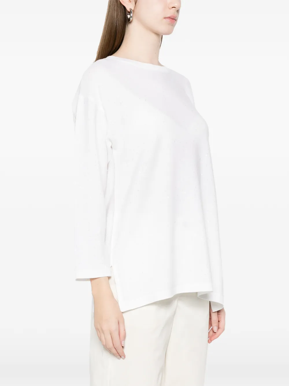  Marella Embellished Crew-neck Sweater - White 