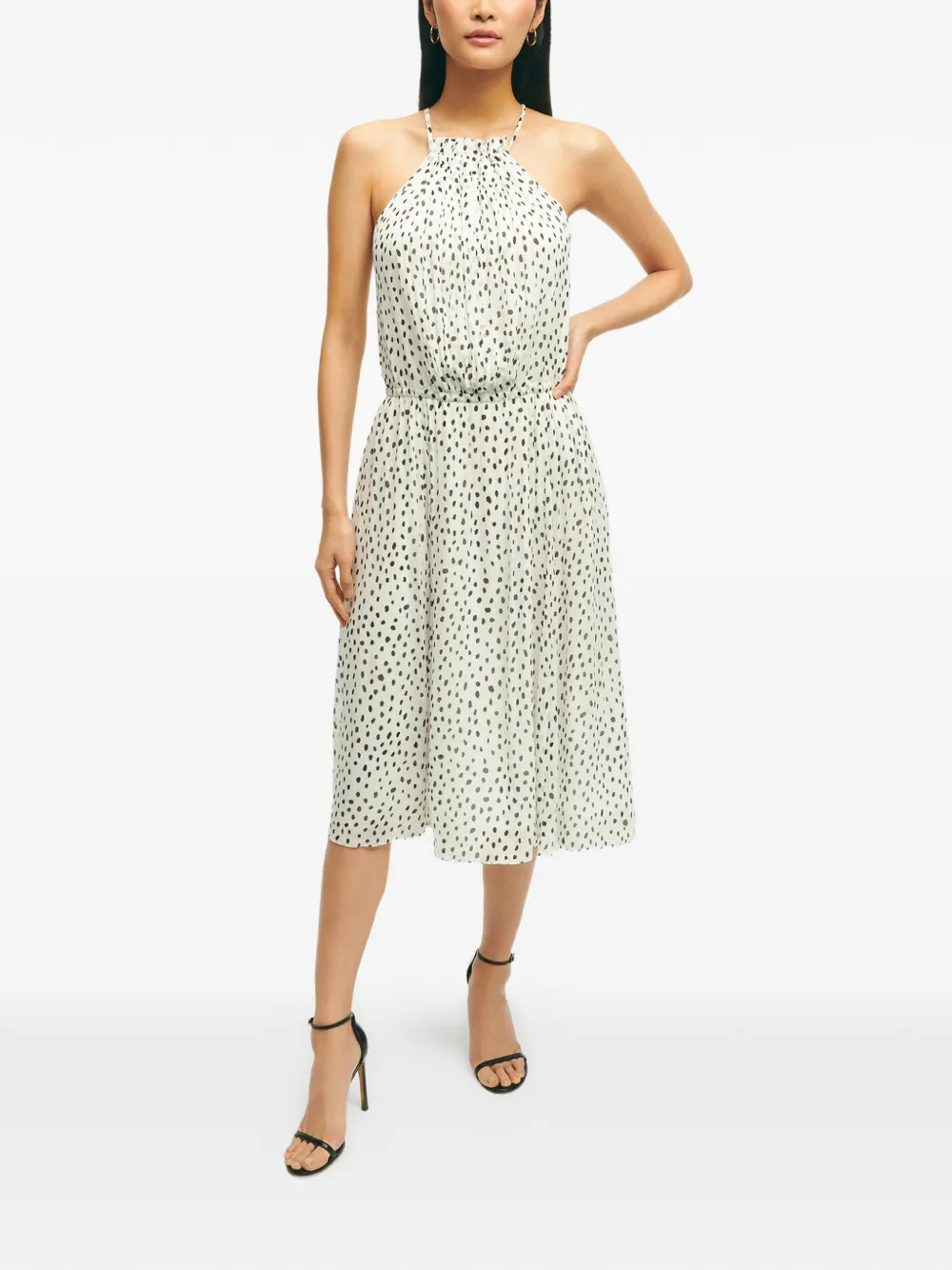 Brooks Brothers Neckholder-Midikleid mit Punkte-Print - Weiß