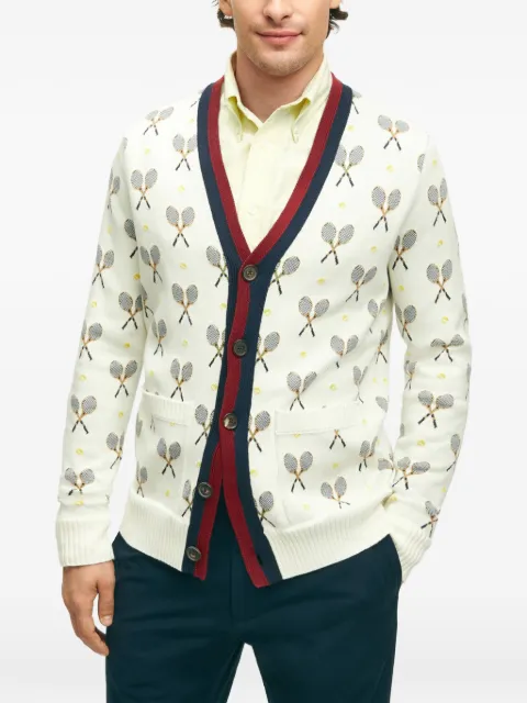 Brooks Brothers racquet jacquard patterned cardigan