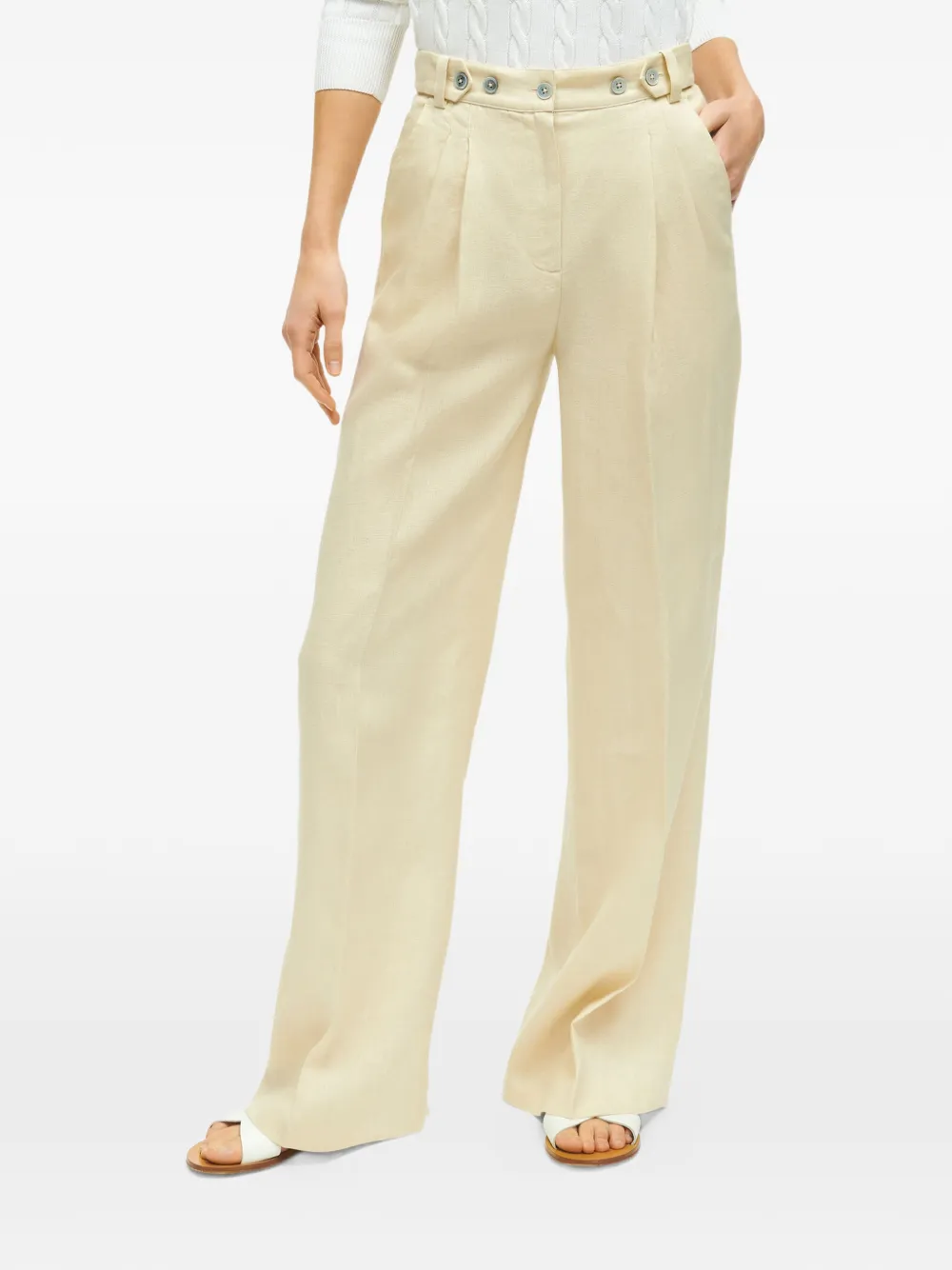 Brooks Brothers Wide-Leg-Hose mit Bundfalten - Gelb