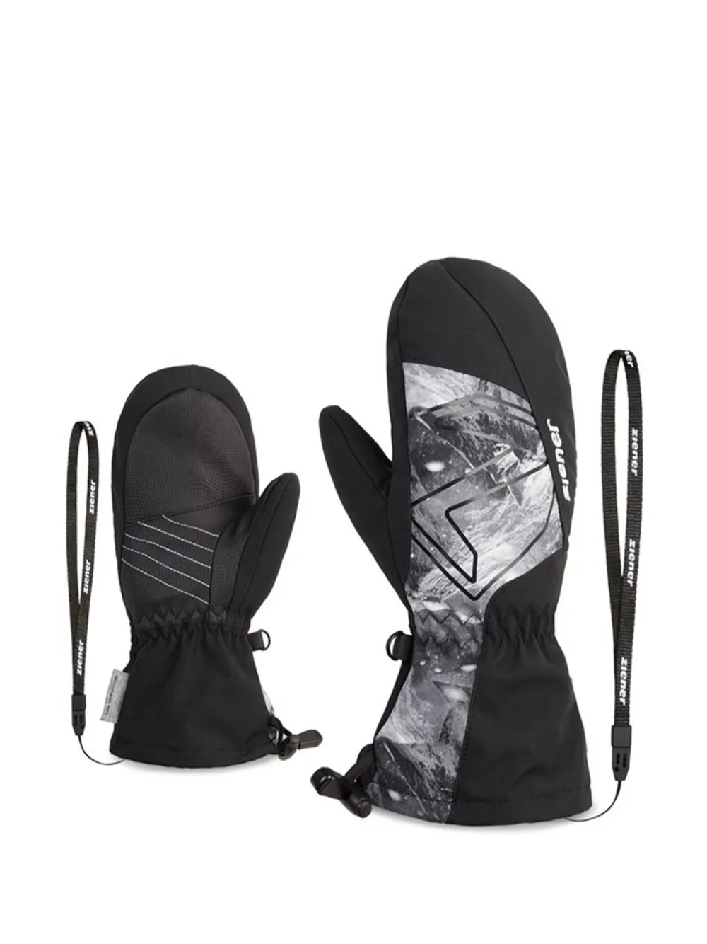  Ziener Print Mittens - Black 