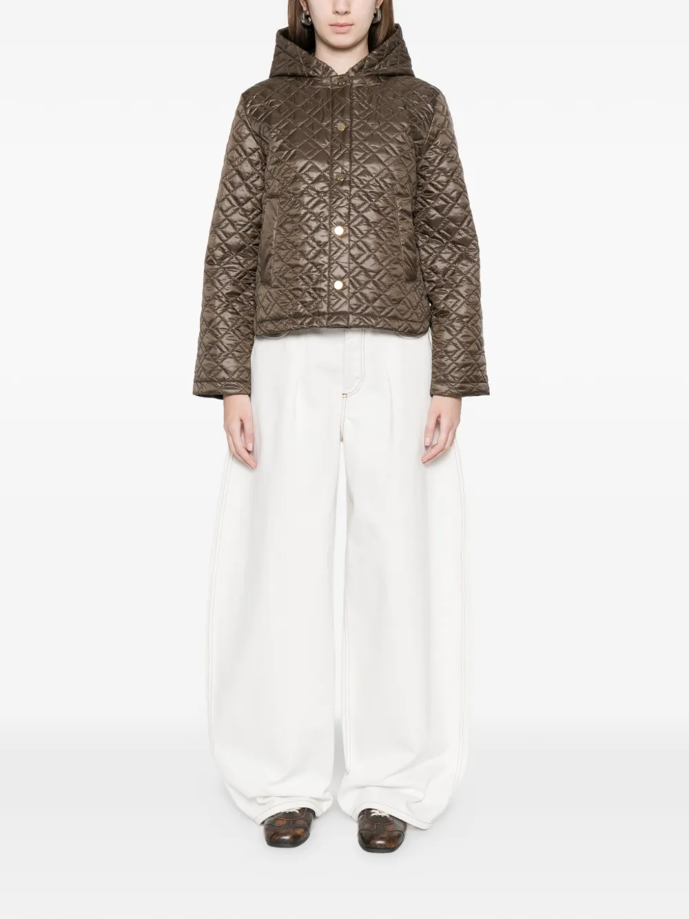  Marella Quilted Hooded Jacket - Green 