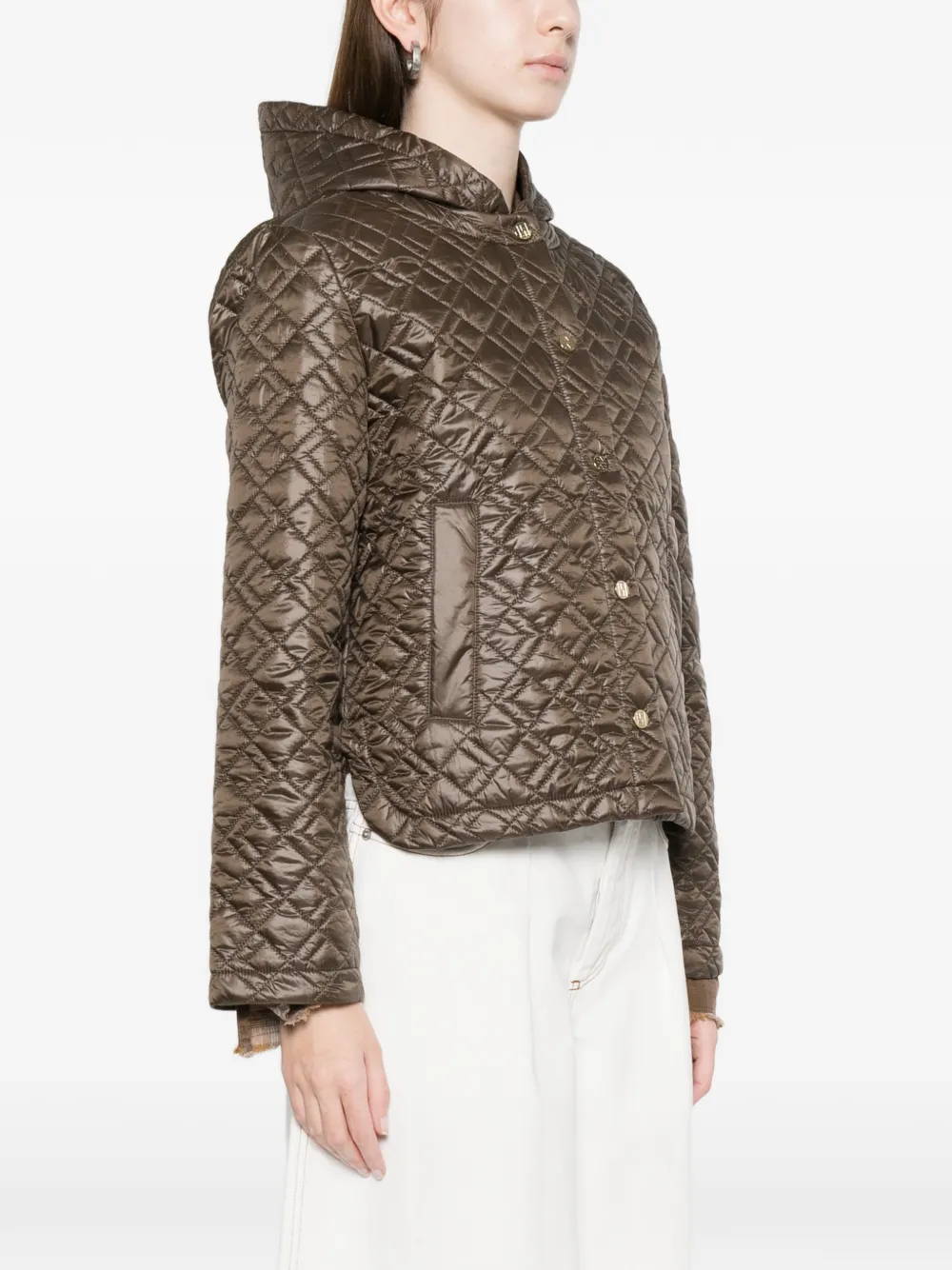  Marella Quilted Hooded Jacket - Green 