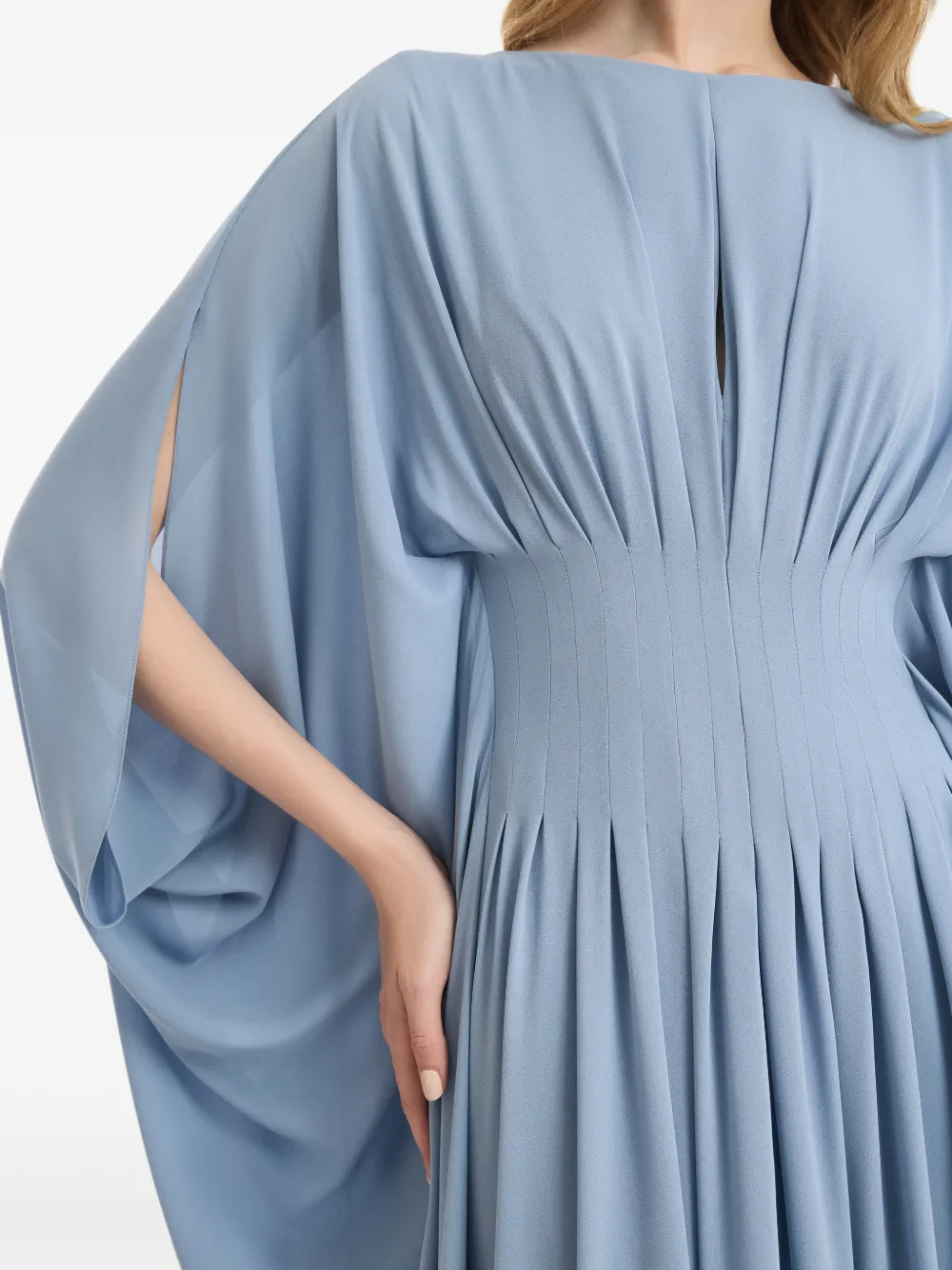 Gemy Maalouf Flowy maxi-jurk met hoge hals Blauw