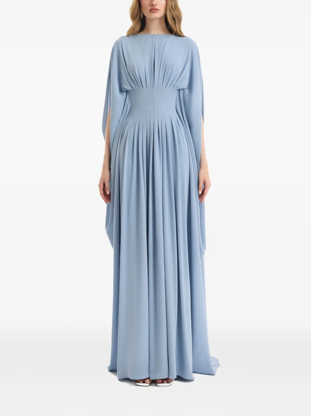 Gemy Maalouf Flowy maxi-jurk met hoge hals Blauw