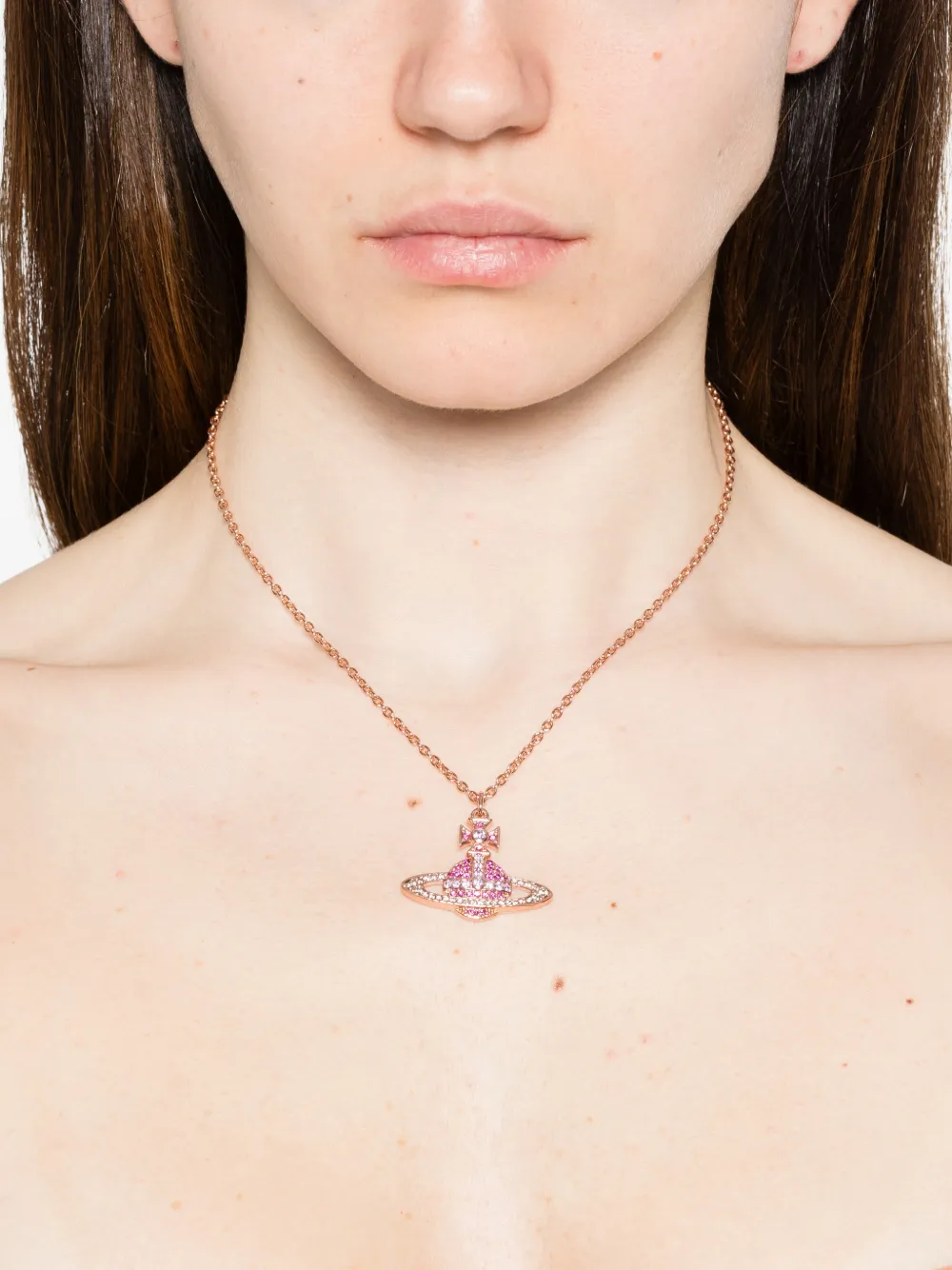 Vivienne Westwood Colar Com Pingente Kika e Cristais | Rosa