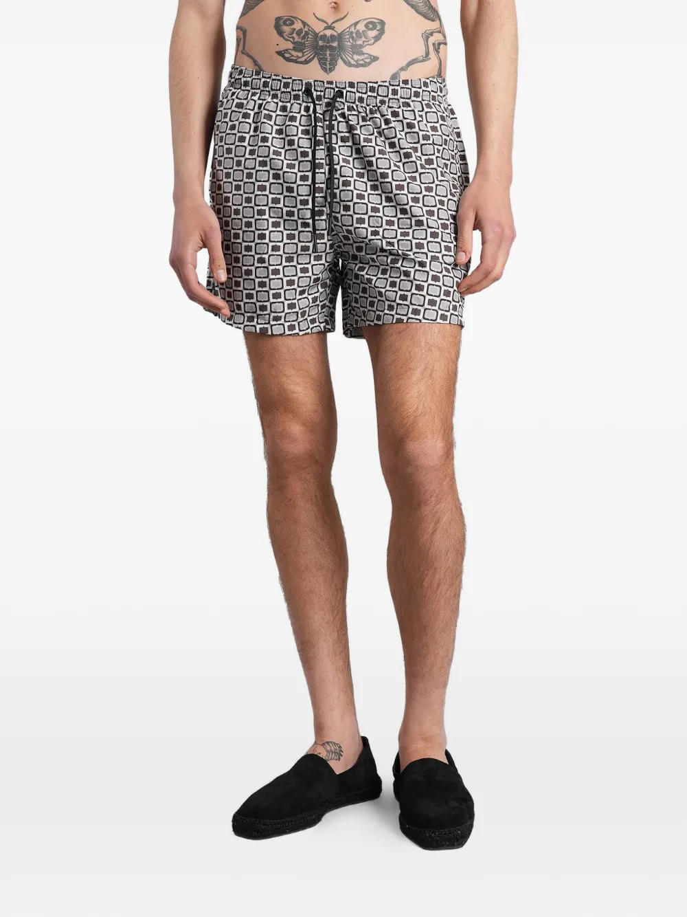 Tagliatore geometric-print drawstring swim shorts - Grigio