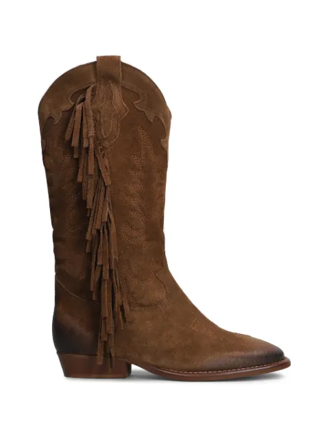 Gisel Moire Oklahoma fringe-detail suede cowboy boots