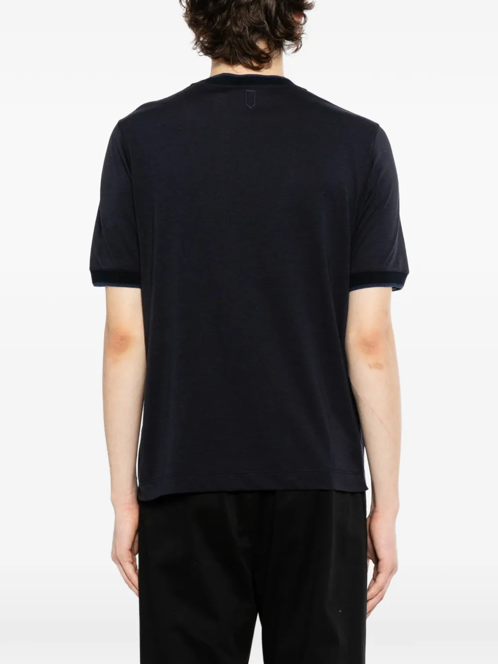 Canali T-shirt met contrasterende afwerking Blauw